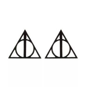 𝅺BLACK Stainless Steel Deathly Hallows Earrings